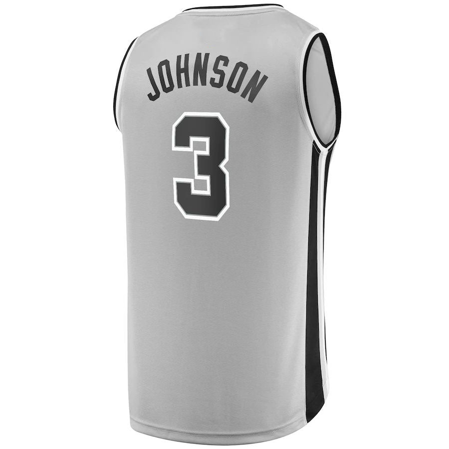 S.Antonio Spurs #3 Keldon Johnson Fanatics Branded  Fast Break Replica Jersey Silver Statement Edition Stitched American Basketball Jersey UNEC