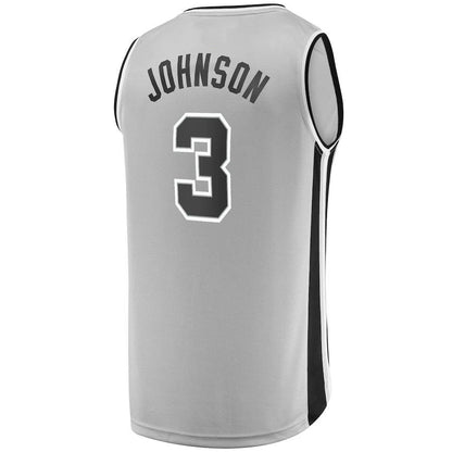 S.Antonio Spurs #3 Keldon Johnson Fanatics Branded  Fast Break Replica Jersey Silver Statement Edition Stitched American Basketball Jersey UNEC