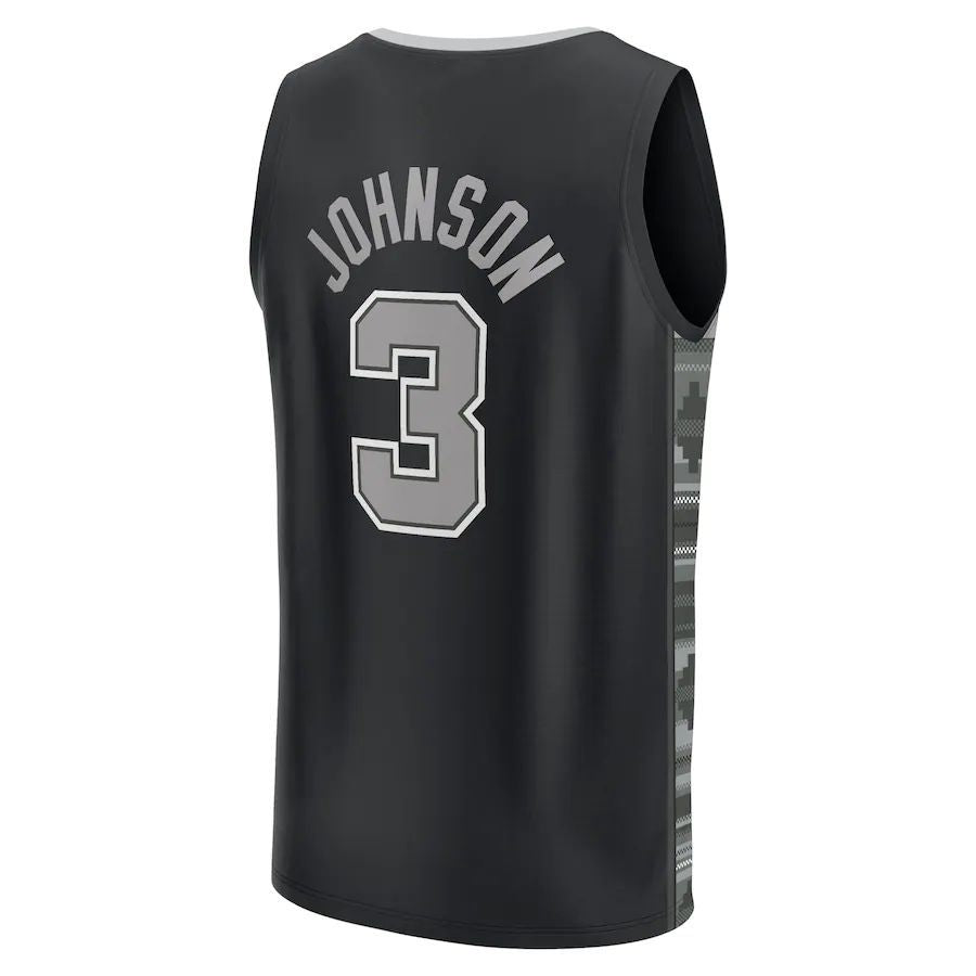 S.Antonio Spurs #3 Keldon Johnson Fanatics Branded  Fast Break Replica Player Jersey Statement Edition Black Stitched American Basketball Jersey UNEC