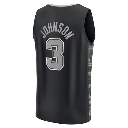 S.Antonio Spurs #3 Keldon Johnson Fanatics Branded  Fast Break Replica Player Jersey Statement Edition Black Stitched American Basketball Jersey UNEC