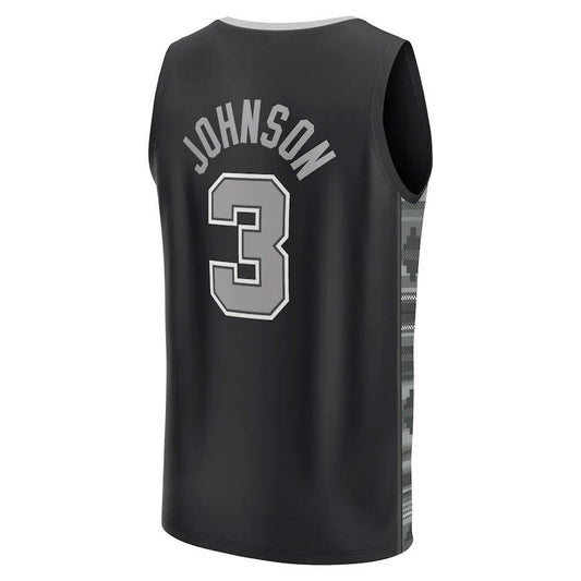 S.Antonio Spurs #3 Keldon Johnson Fanatics Branded  Fast Break Replica Player Jersey Statement Edition Black Stitched American Basketball Jersey UNEC