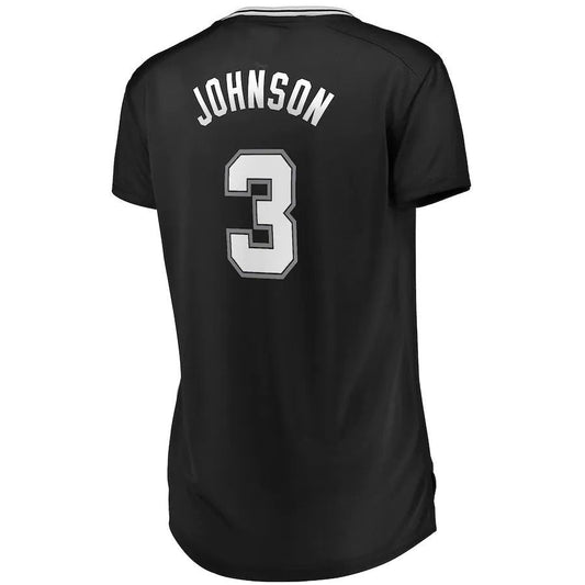 S.Antonio Spurs #3 Keldon Johnson Fanatics Branded Women's Fast Break Replica Jersey Icon Edition Black Stitched American Basketball Jersey UNEC