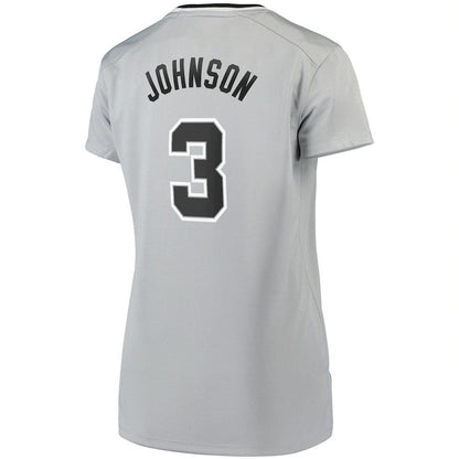 S.Antonio Spurs #3 Keldon Johnson Fanatics Branded Women's Fast Break Replica Jersey Silver Statement Edition Stitched American Basketball Jersey UNEC
