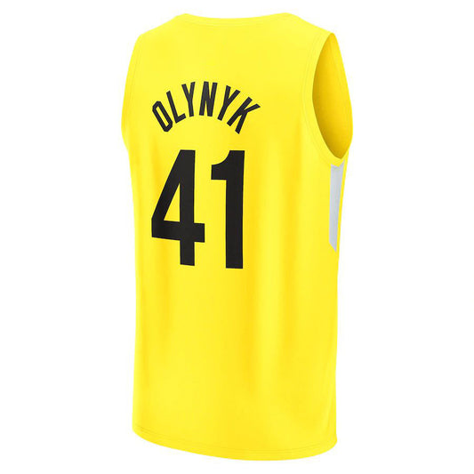 U.Jazz #41 Kelly Olynyk Fanatics Branded 2022-23 Fast Break Replica Player Jersey Icon Edition Yellow Stitched American Basketball Jersey UNEC
