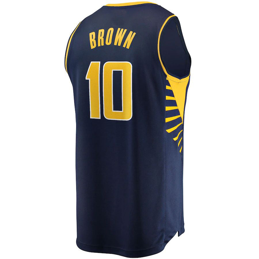 IN.Pacers #10 Kendall Brown Fanatics Branded 2021-22 Fast Break Replica Jersey Icon Edition Navy Stitched American Basketball Jersey UNEC
