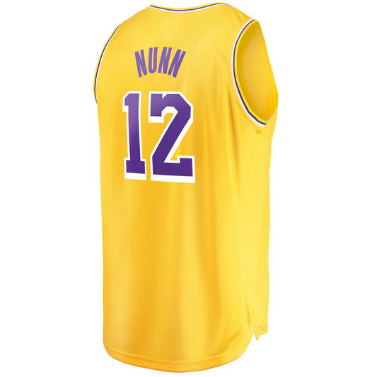 LA.Lakers #12 Kendrick Nunn Fanatics Branded 2021-22 Fast Break Replica Jersey Icon Edition Gold Stitched American Basketball Jersey UNEC