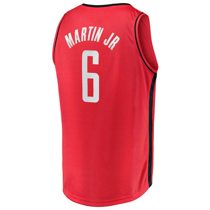 H.Rockets #6 Kenyon Martin Jr. Fanatics Branded 2021-22 Fast Break Replica Jersey Icon Edition Red Stitched American Basketball Jersey UNEC