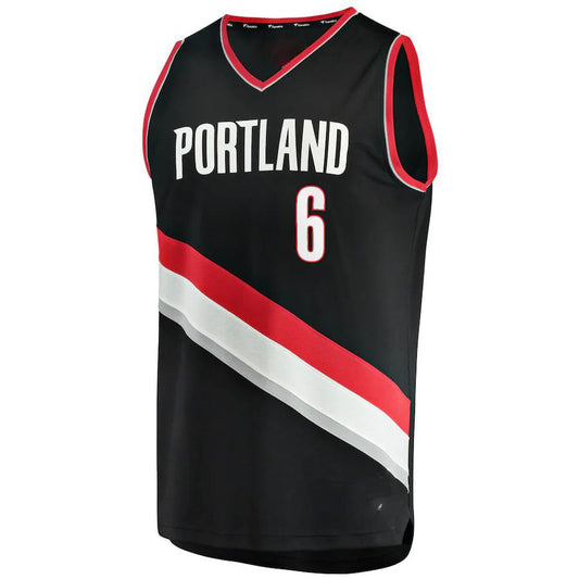 P.Trail Blazers #6 Keon Johnson Fanatics Branded  2021=-22 Fast Break Replica Jersey Icon Edition Black Stitched American Basketball Jersey UNEC