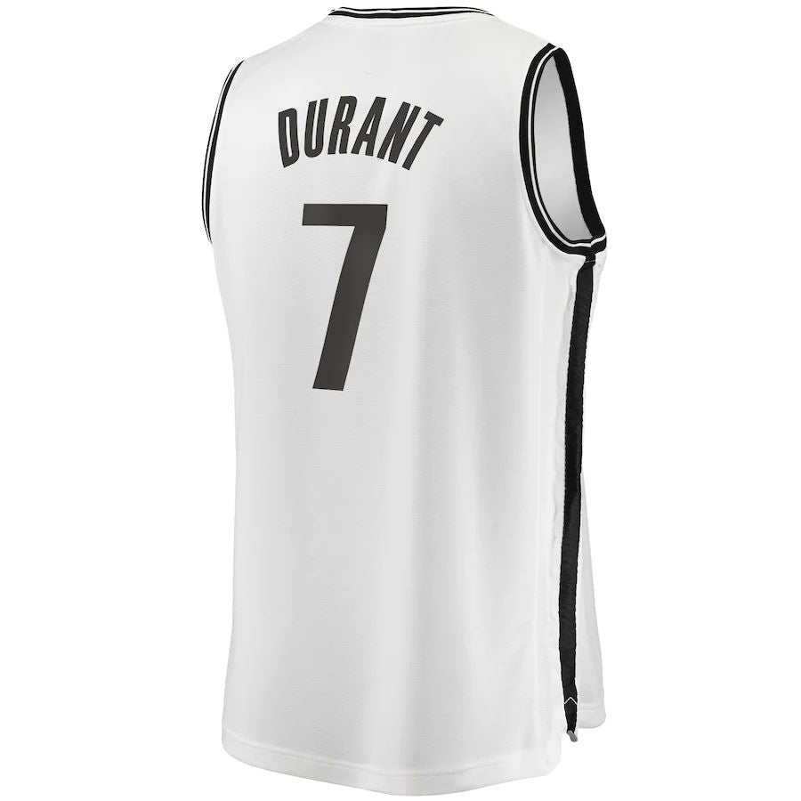 B.Nets #7 Kevin Durant Fanatics Branded 2019 Fast Break Player Movement Jersey Association Edition White Stitched American Basketball Jersey UNEC