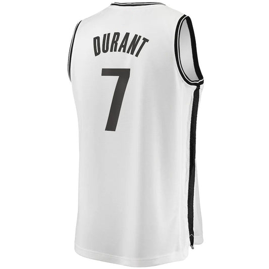B.Nets #7 Kevin Durant Fanatics Branded 2019 Fast Break Player Movement Jersey Association Edition White Stitched American Basketball Jersey UNEC