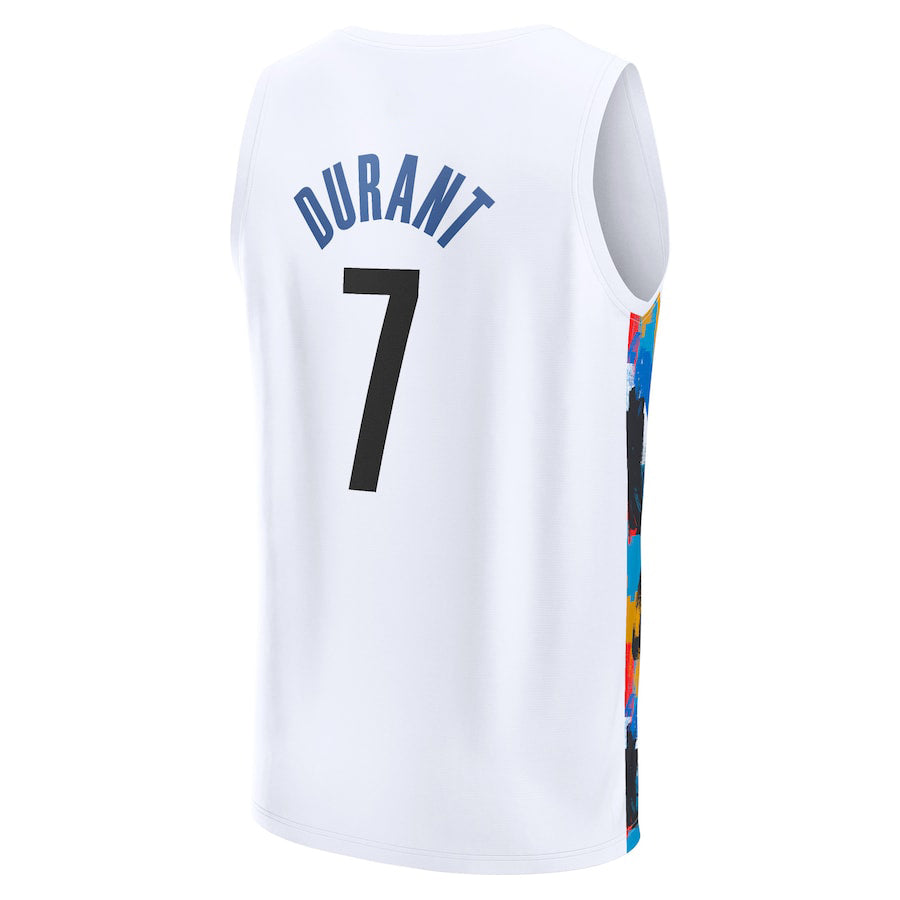 B.Nets #7 Kevin Durant Fanatics Branded 2022-23 Fastbreak Jersey City Edition White Stitched American Basketball Jersey UNEC