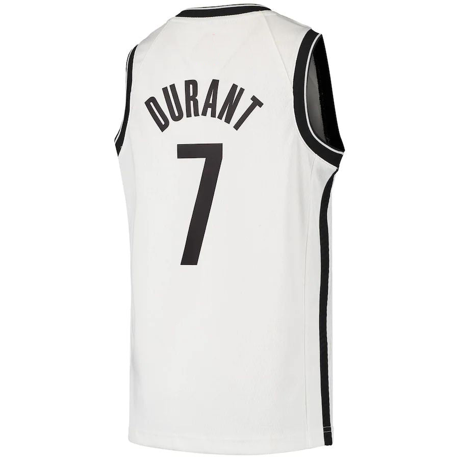B.Nets #7 Kevin Durant 2020-21 Swingman Jersey Association Edition White Stitched American Basketball Jersey UNEC