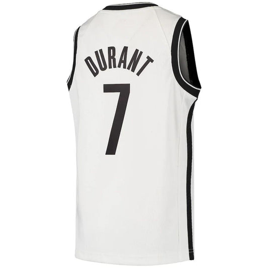 B.Nets #7 Kevin Durant 2020-21 Swingman Jersey Association Edition White Stitched American Basketball Jersey UNEC