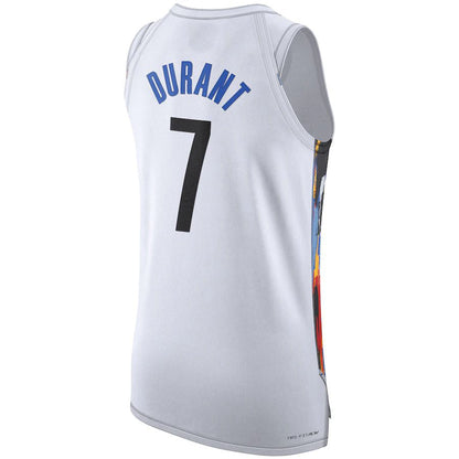 B.Nets #7 Kevin Durant 2022-23 Authentic Jersey City Edition White Stitched American Basketball Jersey UNEC