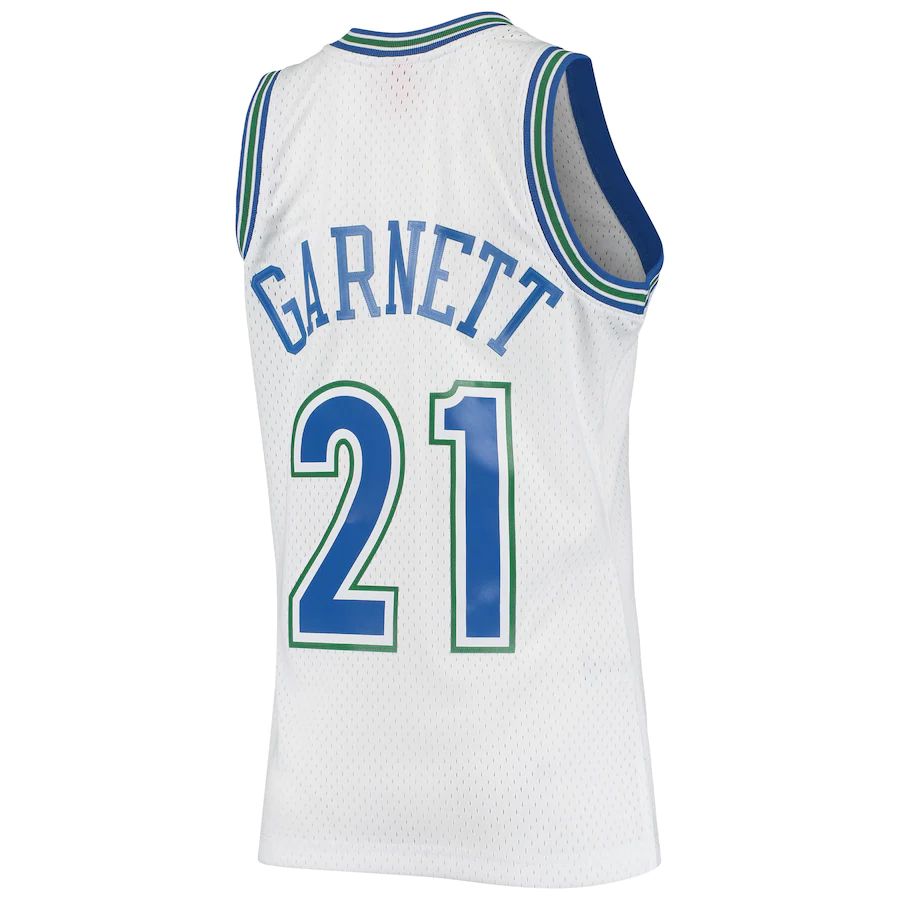 M.Timberwolves #21 Kevin Garnett Mitchell & Ness 1995-96 Hardwood Classics Swingman Jersey Statement Edition White Stitched American Basketball Jersey UNEC