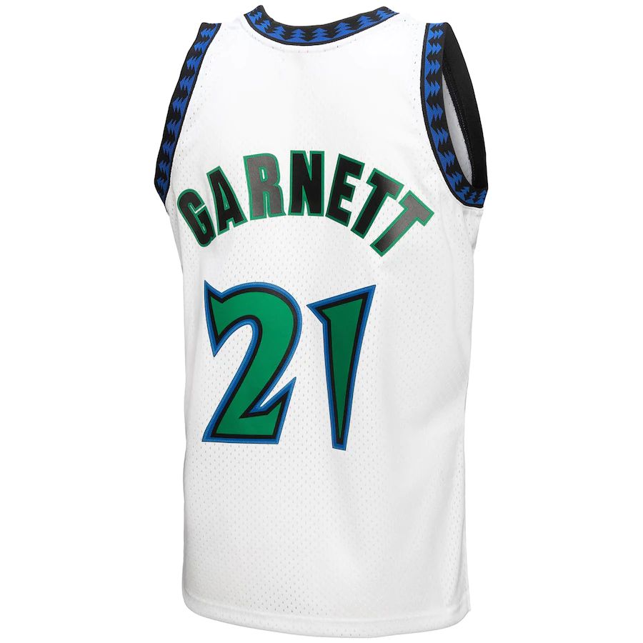 M.Timberwolves #21 Kevin Garnett Mitchell & Ness 1997-98 Hardwood Classics Reload 3.0 Swingman Jersey White Stitched American Basketball Jersey UNEC