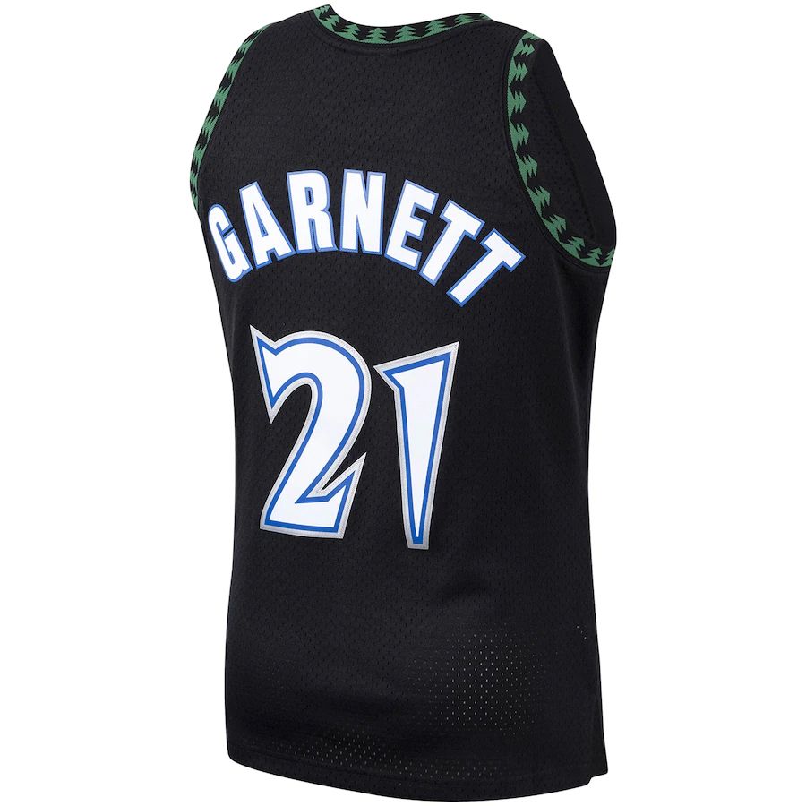 M.Timberwolves #21 Kevin Garnett Mitchell & Ness 1997-98 Hardwood Classics Swingman Player Jersey Black Stitched American Basketball Jersey UNEC