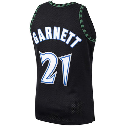 M.Timberwolves #21 Kevin Garnett Mitchell & Ness 1997-98 Hardwood Classics Swingman Player Jersey Black Stitched American Basketball Jersey UNEC