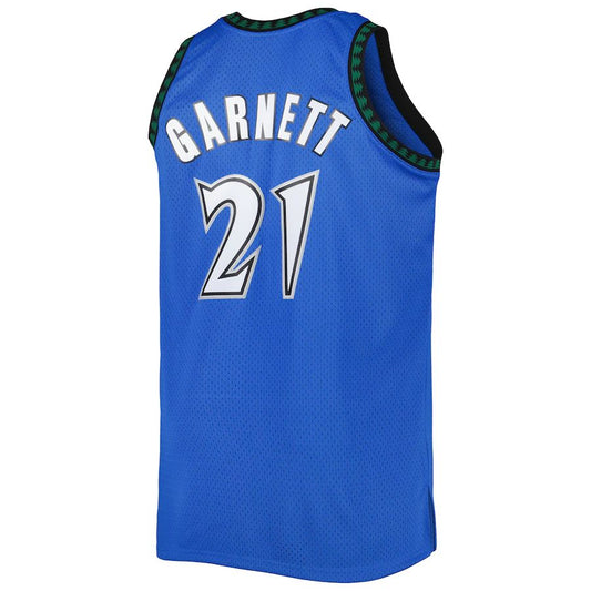 M.Timberwolves #21 Kevin Garnett Mitchell & Ness Big & Tall Hardwood Classics 2003-04 Swingman Jersey Blue Stitched American Basketball Jersey UNEC