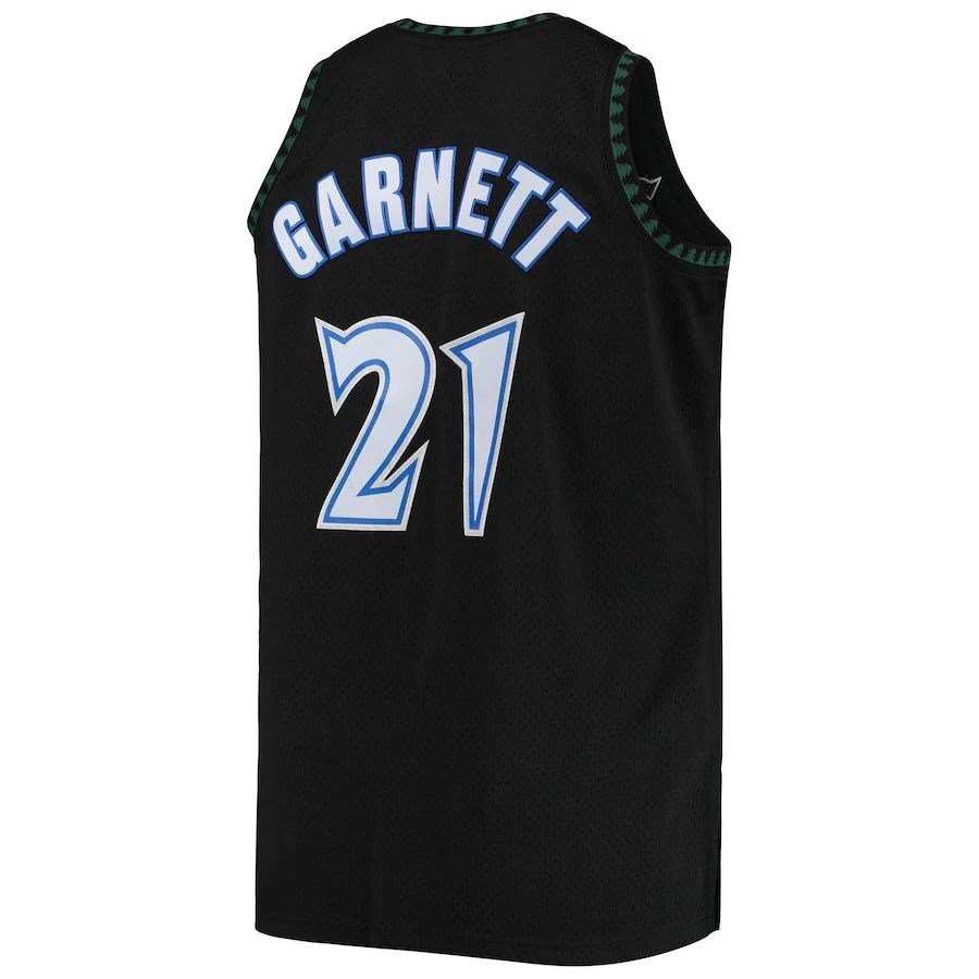 M.Timberwolves #21 Kevin Garnett Mitchell & Ness Big & Tall Hardwood Classics Jersey  Black Stitched American Basketball Jersey UNEC