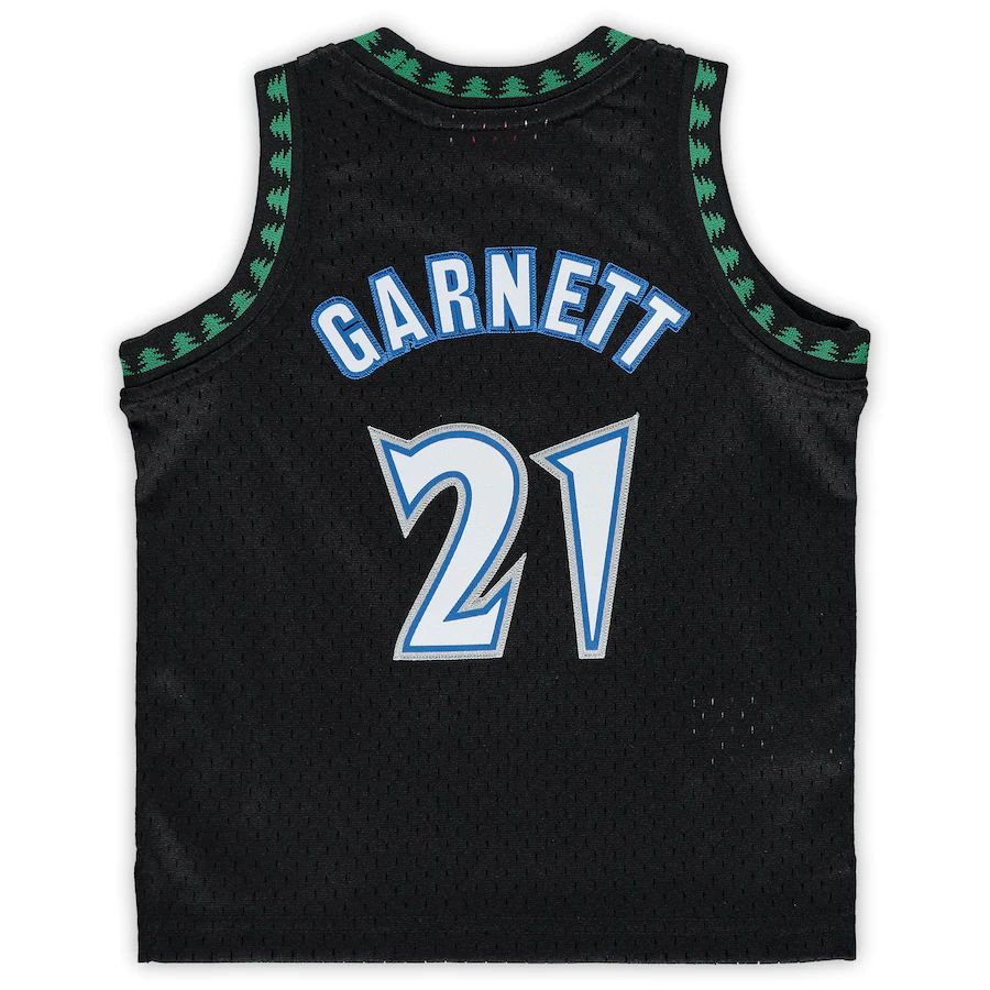 M.Timberwolves #21 Kevin Garnett Mitchell & Ness Infant 1997-98 Hardwood Classics Retired Player Jersey Black Stitched American Basketball Jersey UNEC