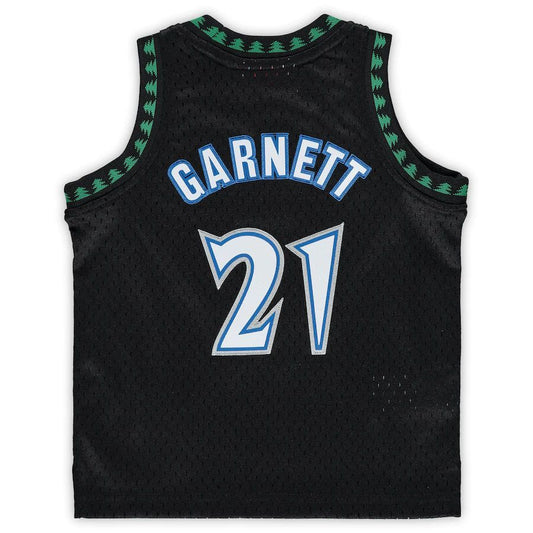 M.Timberwolves #21 Kevin Garnett Mitchell & Ness Infant 1997-98 Hardwood Classics Retired Player Jersey Black Stitched American Basketball Jersey UNEC