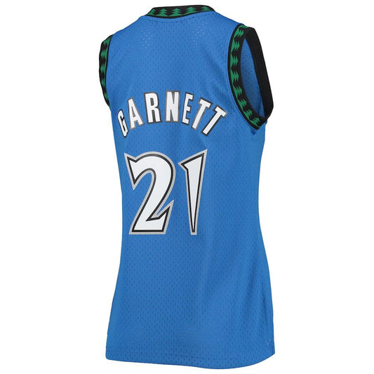 M.Timberwolves #21 Kevin Garnett Mitchell & Ness Hardwood Classics Swingman Jersey Blue Stitched American Basketball Jersey UNEC