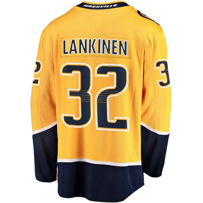 N.Predators #32 Kevin Lankinen Fanatics Branded Home Breakaway Player Jersey Gold Stitched American Hockey Jersey UNEC