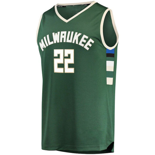 M.Bucks #22 Khris Middleton Fanatics Branded Fast Break Road Replica Player Jersey Green Icon Edition Stitched American Basketball Jersey UNEC