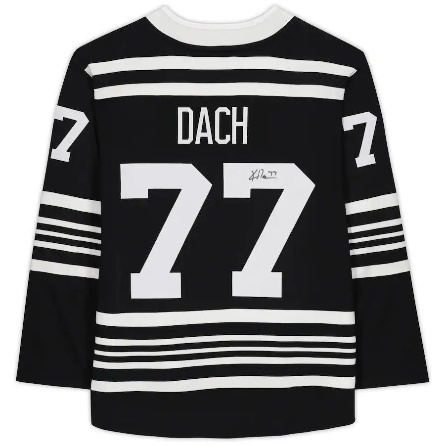 C.Blackhawks #77 Kirby Dach Fanatics Authentic Autographed Fanatics Alternate Breakaway Jersey Black Stitched American Hockey Jersey UNEC