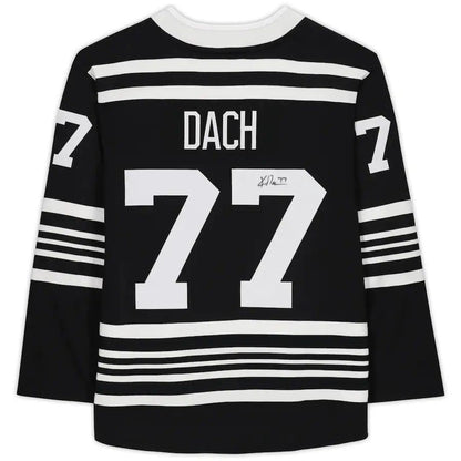 C.Blackhawks #77 Kirby Dach Fanatics Authentic Autographed Fanatics Alternate Breakaway Jersey Black Stitched American Hockey Jersey UNEC