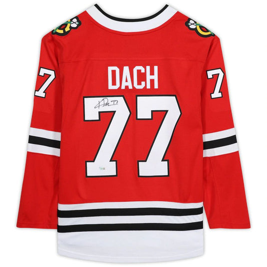 C.Blackhawks #77 Kirby Dach Fanatics Authentic Autographed Fanatics Breakaway Jersey Red Stitched American Hockey Jersey UNEC