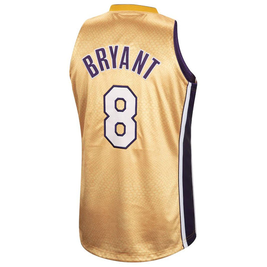 LA.Lakers #8 Kobe Bryant Mitchell & Ness Authentic Reversible Jersey Gold Purple Stitched American Basketball Jersey UNEC