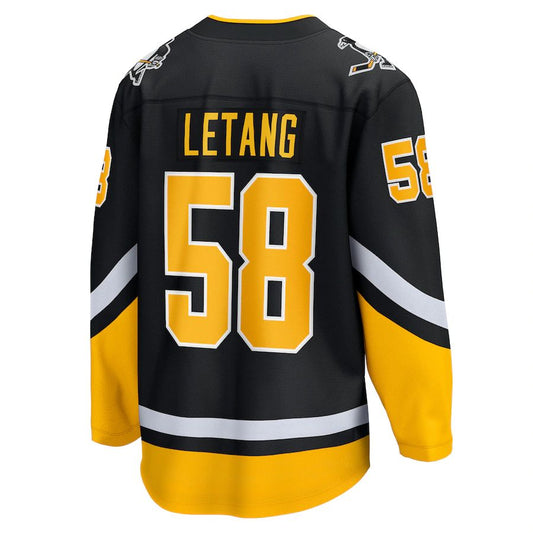 P.Penguins #58 Kris Letang Fanatics Branded 2021-22 Alternate Premier Breakaway Player Jersey  Black Stitched American Hockey Jersey UNEC