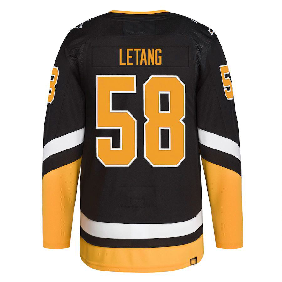 P.Penguins #58 Kris Letang 2021-22 Alternate Primegreen Authentic Pro Player Jersey Black Stitched American Hockey Jersey UNEC