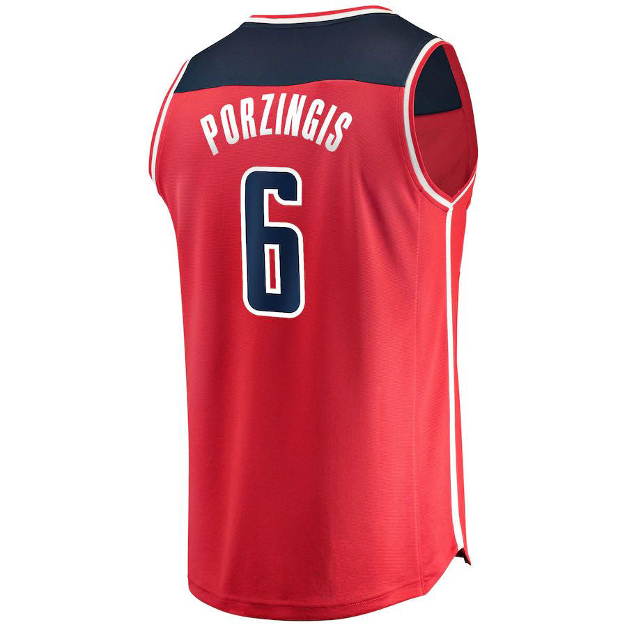 W.Wizards #6 Kristaps Porzingis Fanatics Branded  Fast Break Replica Jersey Red Icon Edition Stitched American Basketball Jersey UNEC