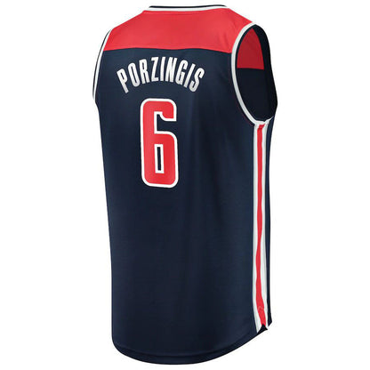W.Wizards #6 Kristaps Porzingis Fanatics Branded Fast Break Replica Jersey Navy Statement Edition Stitched American Basketball Jersey