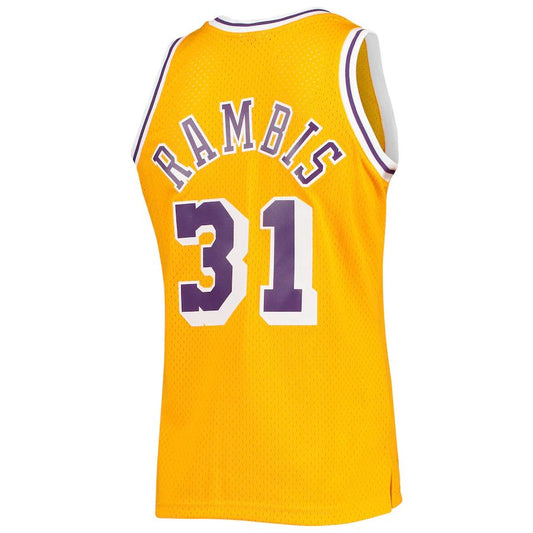 LA.Lakers #31 Kurt Rambis Mitchell & Ness 1984-85 Team Hardwood Classics Swingman Jersey Gold Stitched American Basketball Jersey UNEC