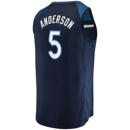 M.Timberwolves #5 Kyle Anderson Fanatics Branded Fast Break Replica Jersey Navy Stitched American Basketball Jersey UNEC