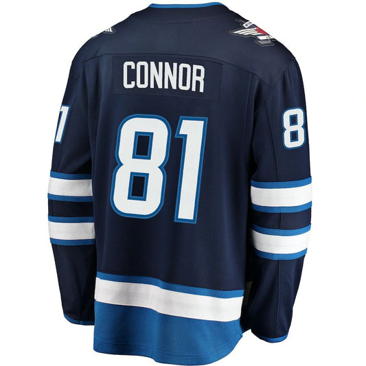 W.Jets #81 Kyle Connor Fanatics Branded Breakaway Replica Jersey  Navy Stitched American Hockey Jersey UNEC