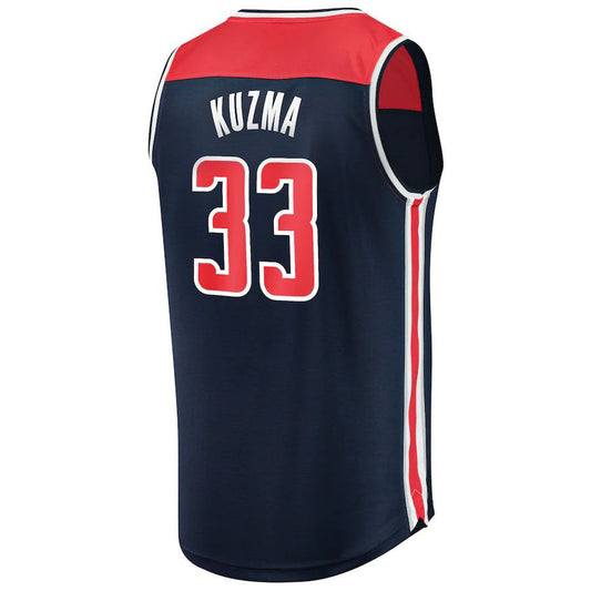 W.Wizards #33 Kyle Kuzma Fanatics Branded  Fast Break Replica Jersey Navy Statement Edition Stitched American Basketball Jersey UNEC
