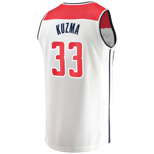W.Wizards #33 Kyle Kuzma Fanatics Branded  Fast Break Replica Jersey White Association Edition Stitched American Basketball Jersey UNEC
