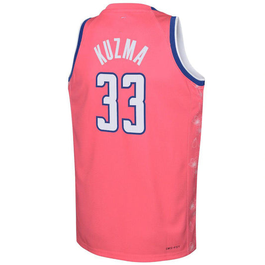 W.Wizards #33 Kyle Kuzma Swingman Jersey City Edition Pink Stitched American Basketball Jersey UNEC