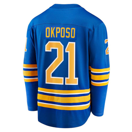 B.Sabres #21 Kyle Okposo Fanatics Branded Home Breakaway Jersey Royal Stitched American Hockey Jersey UNEC