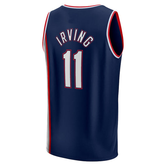 B.Nets #11 Kyrie Irving Fanatics Branded 2021-22 Fast Break Replica Jersey  City Edition Navy Stitched American Basketball Jersey UNEC