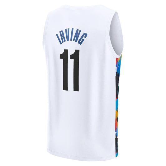 B.Nets #11 Kyrie Irving Fanatics Branded 2022-23 Fastbreak Jersey City Edition White Stitched American Basketball Jersey UNEC