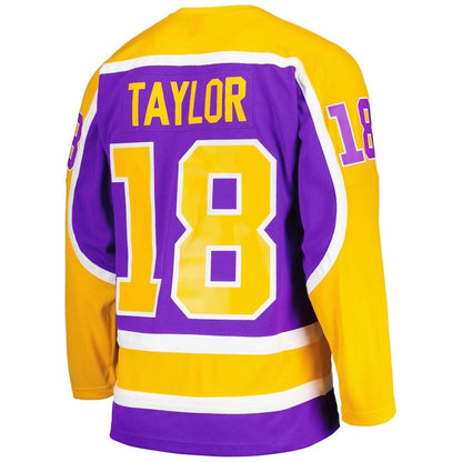 LA.Kings #18 Dave Taylor Mitchell & Ness 1980-81 Blue Line Player Jersey - Purple Stitched American Hockey Jersey UNEC