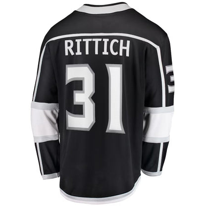 LA.Kings #31 David Rittich Fanatics Home Premier Breakaway Player Jersey - Black Stitched American Hockey Jersey UNEC