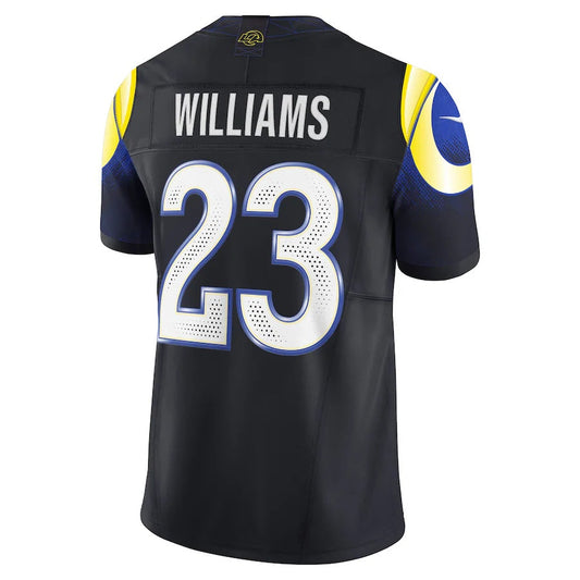 LA.Rams #23 Kyren Williams 2025 Rivalries Collection Limited Jersey-CustomName - Midnight Blue Stitched American Football Jersey-CustomName