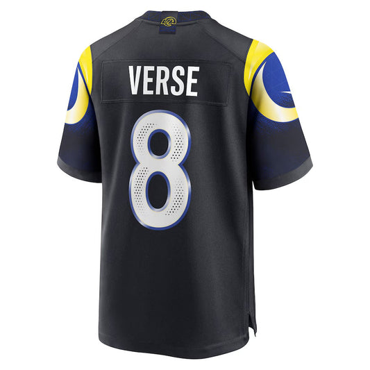LA.Rams #8 Jared Verse 2025 Rivalries Collection Game Jersey-CustomName - Midnight Blue Stitched American Football Jersey-CustomName
